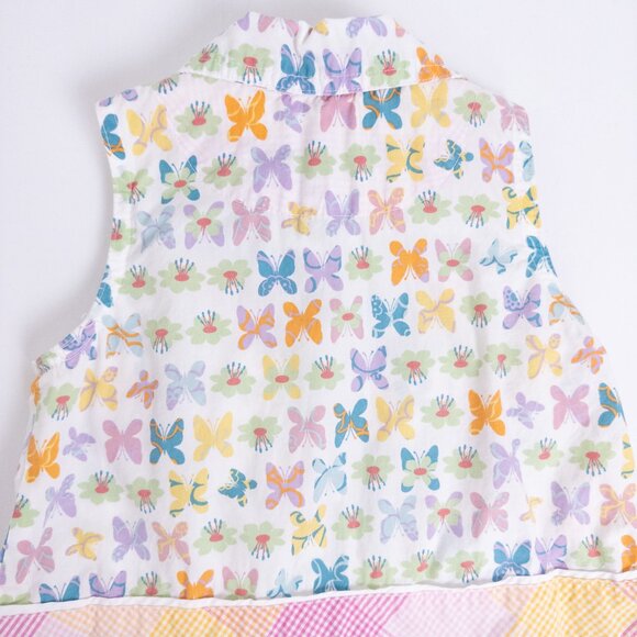 Oilily Butterfly Print Snap Front Sleeveless Shirt Dress White Multi Girls 3Y - Picture 6 of 11